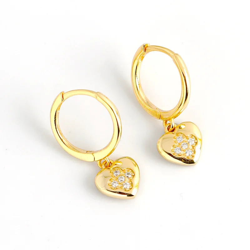 European and American Fashion Accessories 18K Gold Plated Jewelry Love Heart Pendant Earrings
