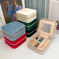 Hot Sale Exquisite Portable Jewelry Box with Mirror Luxurious Velvet Travel Gifting Packaging for Necklace Ring Earring Storage