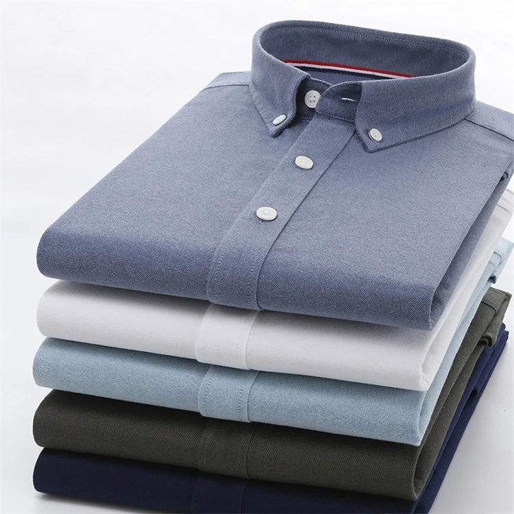 American Casual High-end Shirt Autumn and Winter Men's Shirt Long Sleeve Ground Oxford Spinning Pure Cotton Spot Wholesale