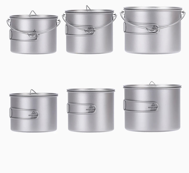 Camping Titanium Pot Portable Hanging Pot 900ml 1100ml 1600ml  Outdoor Camping Picnic Water Mug Cup Tableware Kitchen Cookware