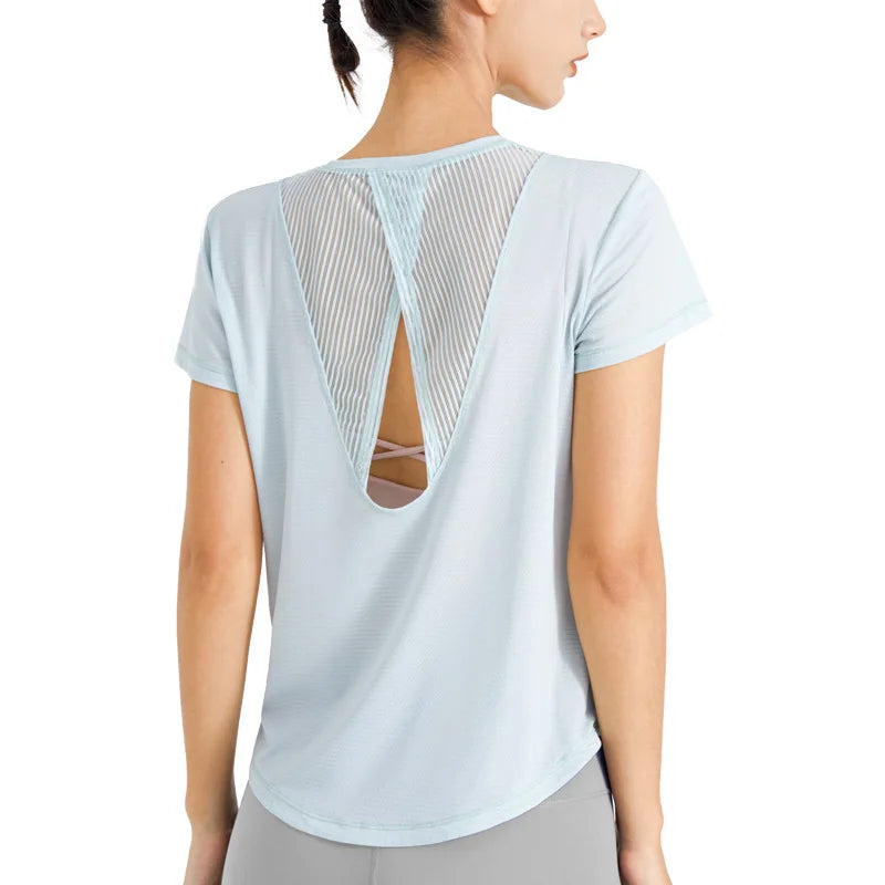 Janya Custom Logo Quick Dry Mesh Sports Gym Shirt Breathable Casual Short Sleeve Top Women Fitness Running Wear Yoga T-shirt