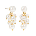 J&D Dainty Jewelry Stainless Steel Earrings Gold Plated Pearl Beaded Tassel Earrings for Women