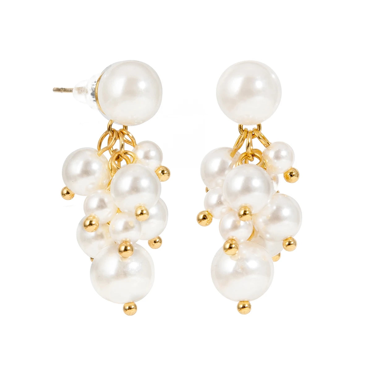 J&D Dainty Jewelry Stainless Steel Earrings Gold Plated Pearl Beaded Tassel Earrings for Women