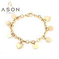 Ason Jewelry Wholesale Fashion Stainless Steel 18k Gold Plated Bracelet High Quality Heart Shape Round Charm Bracelet
