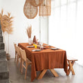 Orange Hemstitch Cotton Table Cloth for Wedding Banquet Party Table Decor Customized Eco-friendly Home Dinner Linen Tablecloth