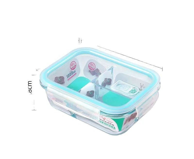 Aohea High Borosilicate Heat-resistant Glass  Airtight Microwave-safe Glass Bento Box