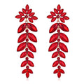 Red Bridal Wedding Earrings Top Seller Alloy Gold Post  Big Long Flower Drop Crystal Diamond Stud Shinny Earrings