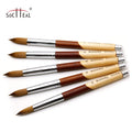 Simple Style Acrylic Nail Art Brush with Wooden Log Handle Round-Head Crystal Kolinsky Hair 3D Carving Brush