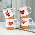 SWT Manufacturer Ceramic Customized Valentine's Day Ceramic Cup  Ceramic Cork Base Mug With Lid Bottom