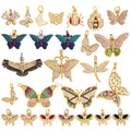 Dainty Butterfly Dragonfly Insect Charm PendantCute Fashion 18K Gold Inlaid Zircon Animal Craft Jewelry Necklace Supplies L35