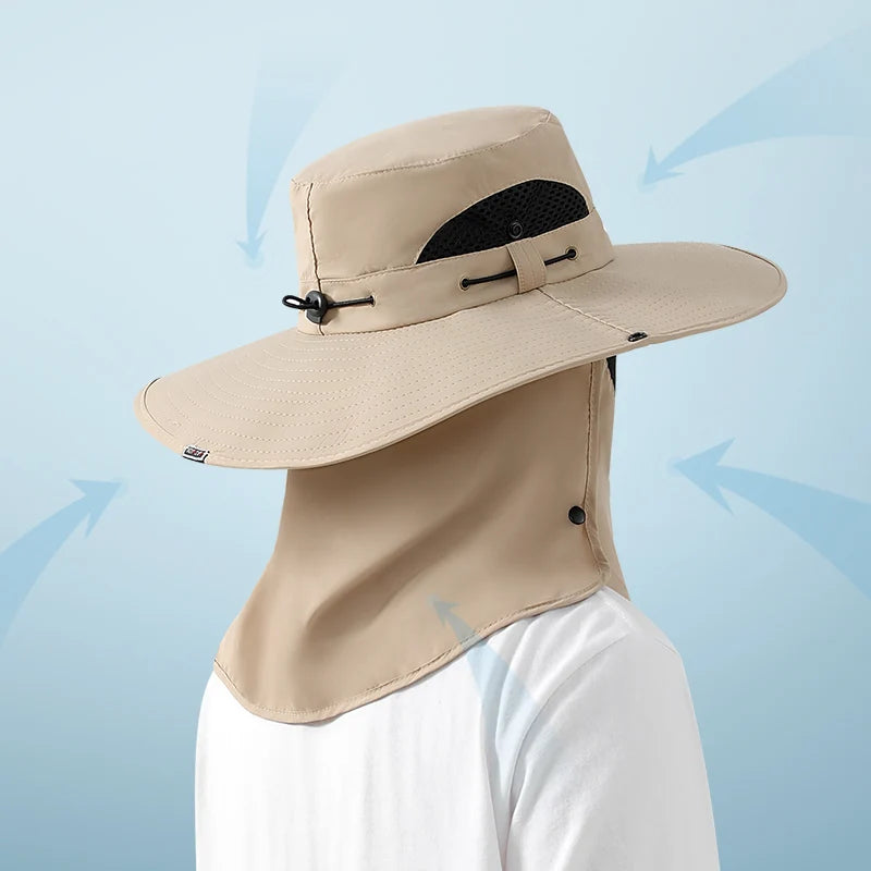 New Outdoor UV Protection Summer Breathable Fishing Flap Sun Bucket Hats