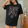 Y2k Soft Cotton Rhinestones Skeleton Butterfly Pattern Womens T Shirts Oversized Drop Shoulder Custom Rhinestone Women T Shirts