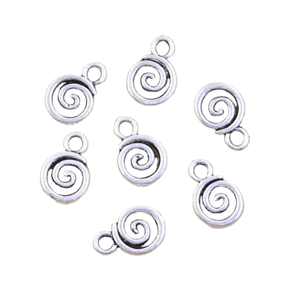 Spiral Screw Helix Spire Volution Charms Antique Silver Color Pendants DIY Crafts Making Findings Handmade Tibetan Jewelry