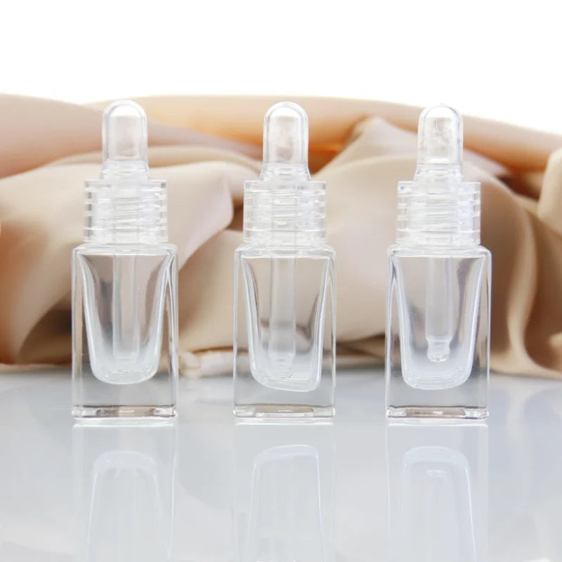 15ml Clear Rectangle Square Foundation Essential Oil Cosmetic Glass Dropper Bottle with clear Plastic Dropper Cap