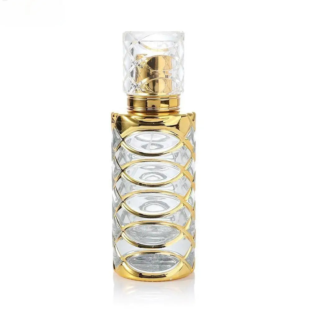 Luxury Golden UV Carved Perfume Bottle High End Perfume Bottle Arabic Perfume Bottle