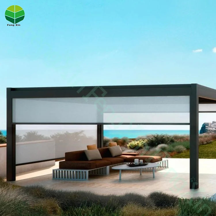 Customized Outdoor Sun Shades Motorized Zip Track Zipper Roller Blinds Aluminum Shade Waterproof Projector Screen for Garden