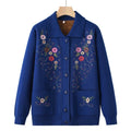Lapel Padded Embroidered Hot Drilling Mom Clothes Thickened Sweater Middle-aged and Elderly Women Knitted Jacket Cardigan