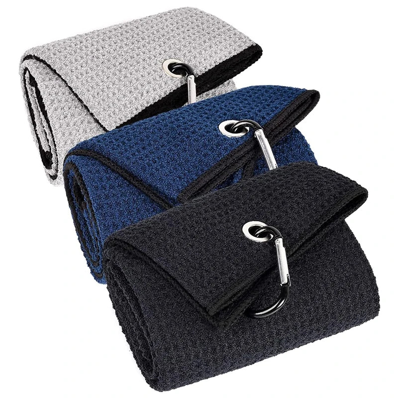 Wholesale Microfiber Waffle Pattern Golf Towel Carabiner Clip for Golf Bag Durable Sports Towel Custom Logo Available