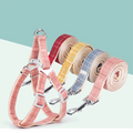 Wholesale Personalized Polyester Breakaway Dog Walking Harness and Leash Set Plaid Dog Harness Vest Adjustable