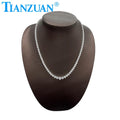 925 Sterling Silver Hiphop Jewelry Round Moissanite Tennis Necklace Rhodium Plated Customize Tennis Chain Link