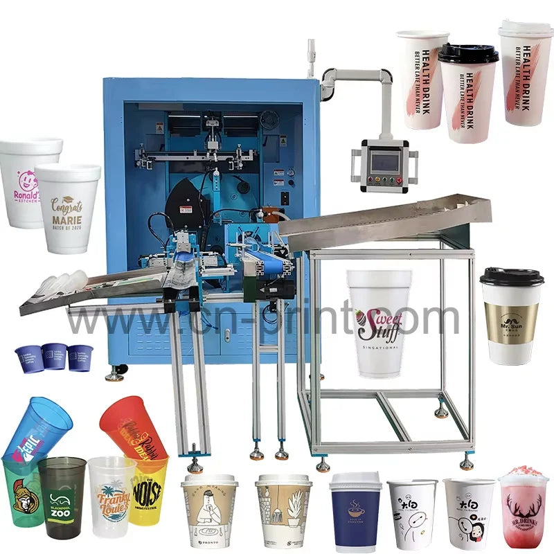 New Paper and Pet Cup Tube Printer Full Color Plastic Cups Automatic Screen Printing Machine for Coffee and Juice