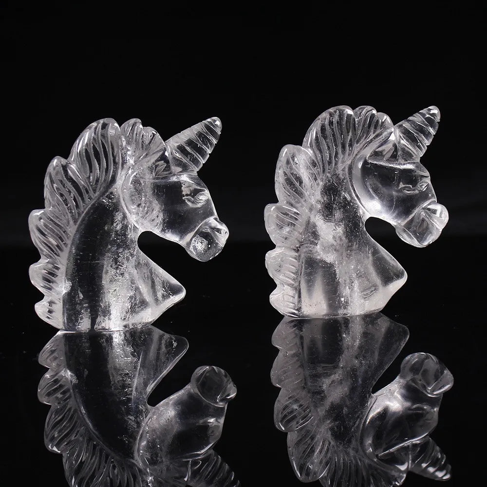 Wholesale Hand-Carved Natural Crystal Unicorn Clear Quartz Folk Crafts for Decoration Polished Technique