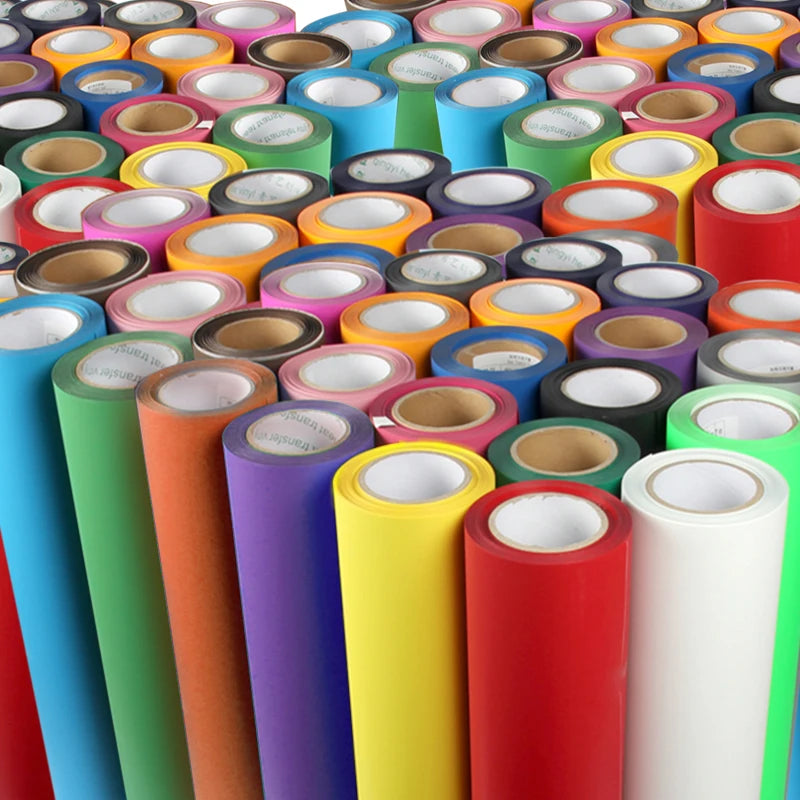 High Flex High Temperature Heat Press Iron-On PU Vinyl HTV Transfer Film for Clothing-100-130um Thickness 24 Colors 40-60 Washes