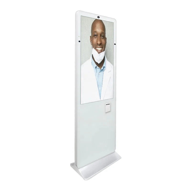 Vertical Floor Standing 49" Inch Touch Screen Digital Kiosk Signage with Self Payment Printer and Camera for Video Call