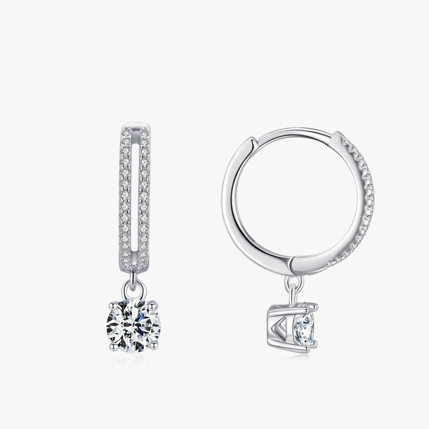 Ailmay New Arrival Fashion Real 925 Sterling Silver Luxury Round Zircon Drop Earring for Women Classic Wedding Statement Jewelry