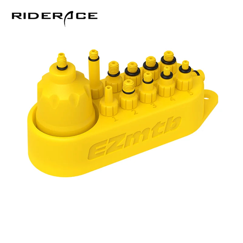 RIDERACE EZmtb 10 in 1 Universal Hydraulic Bleed Adapters Set Include Oil Funnel MTB Road Bike Disc Brake Bleed Tool Accessories