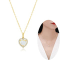 Dainty NEW 14K Gold Plated 925 Sterling Silver Opal Heart Pendants Necklace Cubic Zirconia Woman Link Chain Choker Necklace Gift