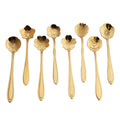 Promotion Gift Rose Gold Cutlery Tasting Dessert Teaspoon Floral Coffee Mixing Spoon Gold Stainless Steel Coffee Spoon
