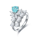 New Arrival S925 Silver Lab Grown Paraiba Gemstone Ring Creative Design Elegant Beautiful Women's Engagement Wedding Party Rings
