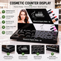 Custom High End Black Acrylic Cosmetic Countertop Display Stand With Holes for Mineral Organic Makeup Lipstick Organizer