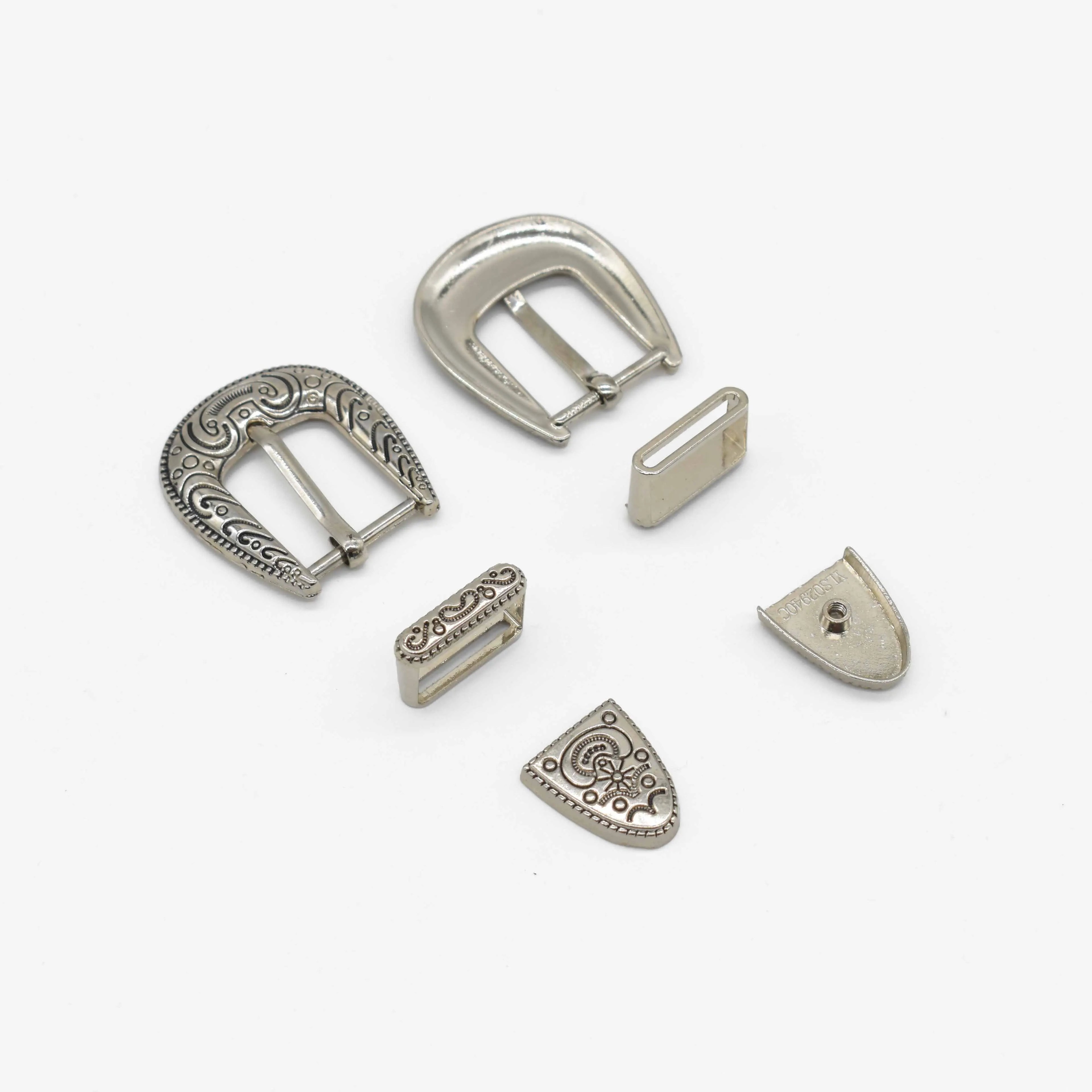 Western Belt Buckle 3 Piece Set Antiqued Silver Fashion Zinc Alloy Western Fancy Belt Buckles Sets for Woman