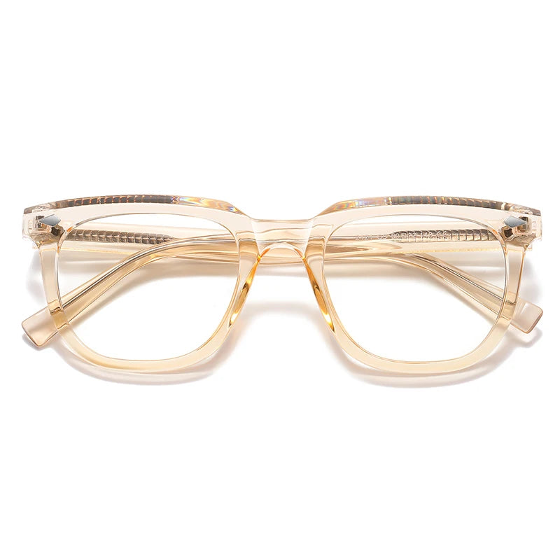 TR90 CP Retro Vintage Optical Spectacles Blue Light Blocking Eyeglasses with Rivet Decoration Men Women's Computer Eye Wear