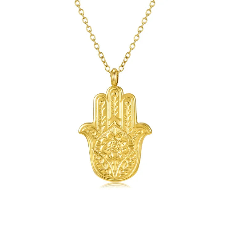Popular Fashion Jewellery Stainless Steel Gold Hamsa Hand Pendant Necklace