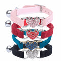 Doe Pet Wholesale Cat Pet Collar Heart Bling Cat Collar With Safety Belt and Bell Adjustable 8-10 Inches for Kitten Cats