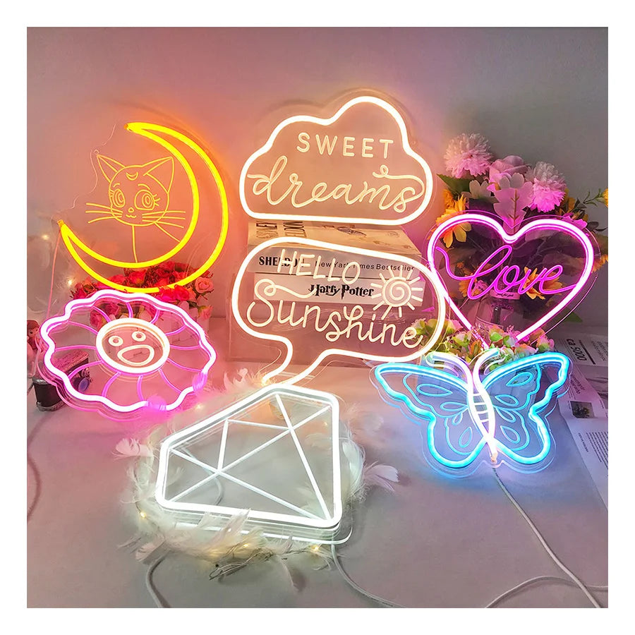 Winbo Wholesale Words Signage Wedding Event Magic Christmas Party logo Wall Decoration Letter Lamp Custom Led Neon Light Sign