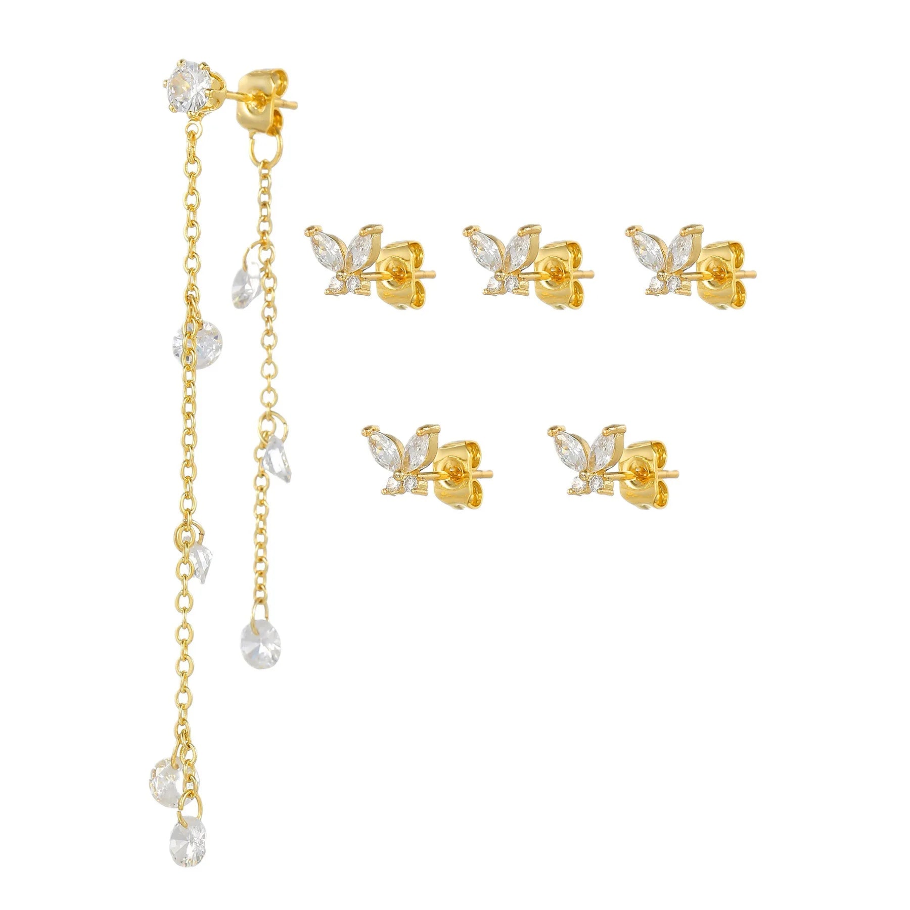 Stunning 6pcs 5A Zircon Stud Earrings with S925 Silver Posts Fashionable Jewelry Sets for Valentine's Day