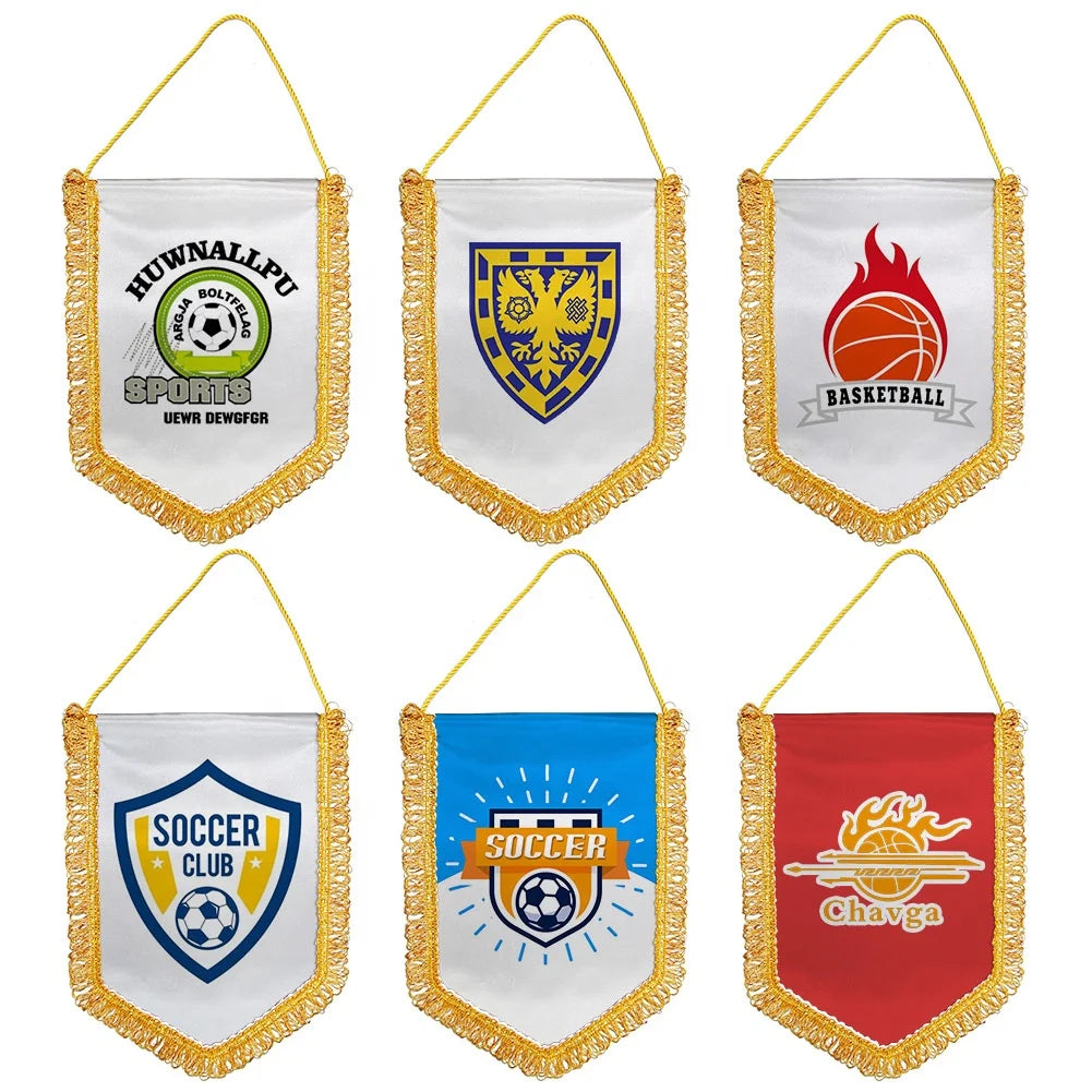Cheap Custom Sports Hanging Flag Football Club Pennant Hanging Tassel Flags