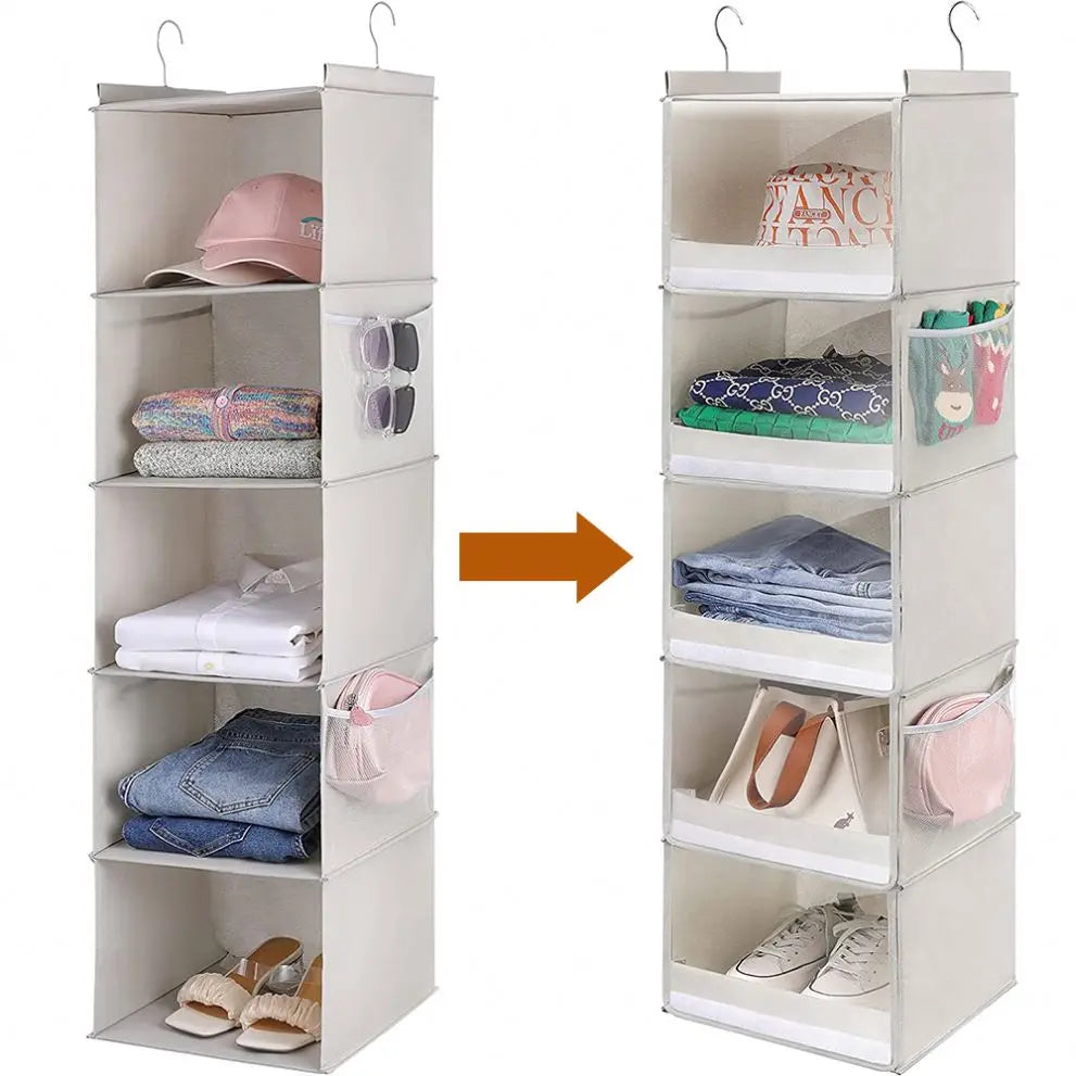 2024 Hot Selling New Design Five Layers Water Proof Wardrobe Hanging Organizer