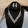 2025 Dress Versatile Hot Sale Banquet Jewelry Necklace Delicate Full Diamond Zircon Wedding Necklace Earring Set
