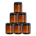 Wholesale 64 Pieces Per Box Empty 8oz 250ml Amber Glass Candle Jar with  Matte Black Aluminium Lid for Christmas Thanksgiving