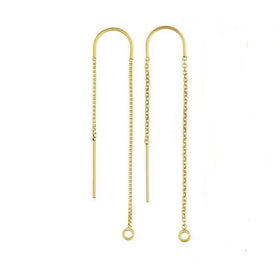 14K Gold Filled GF U-Threader Box Cable Chain Ear Wire Line Drop Earring Finding With Single Loop for DIY Jewelry Making