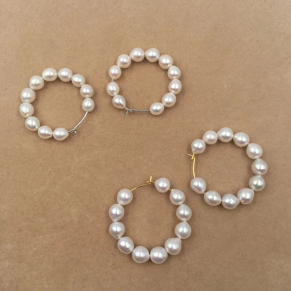 11 Pearls6.3-7.3 mm Oval Pearl 925 Silver Earring Loop 100% Nature Freshwater Pearl . 33 mm Earring Hook