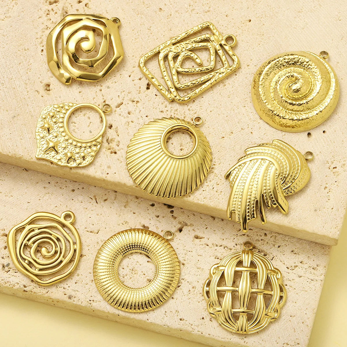Beimai OEM Necklace Accessories Hollow DIY Gold Plated Stainless Steel Jewelry Necklace Pendant