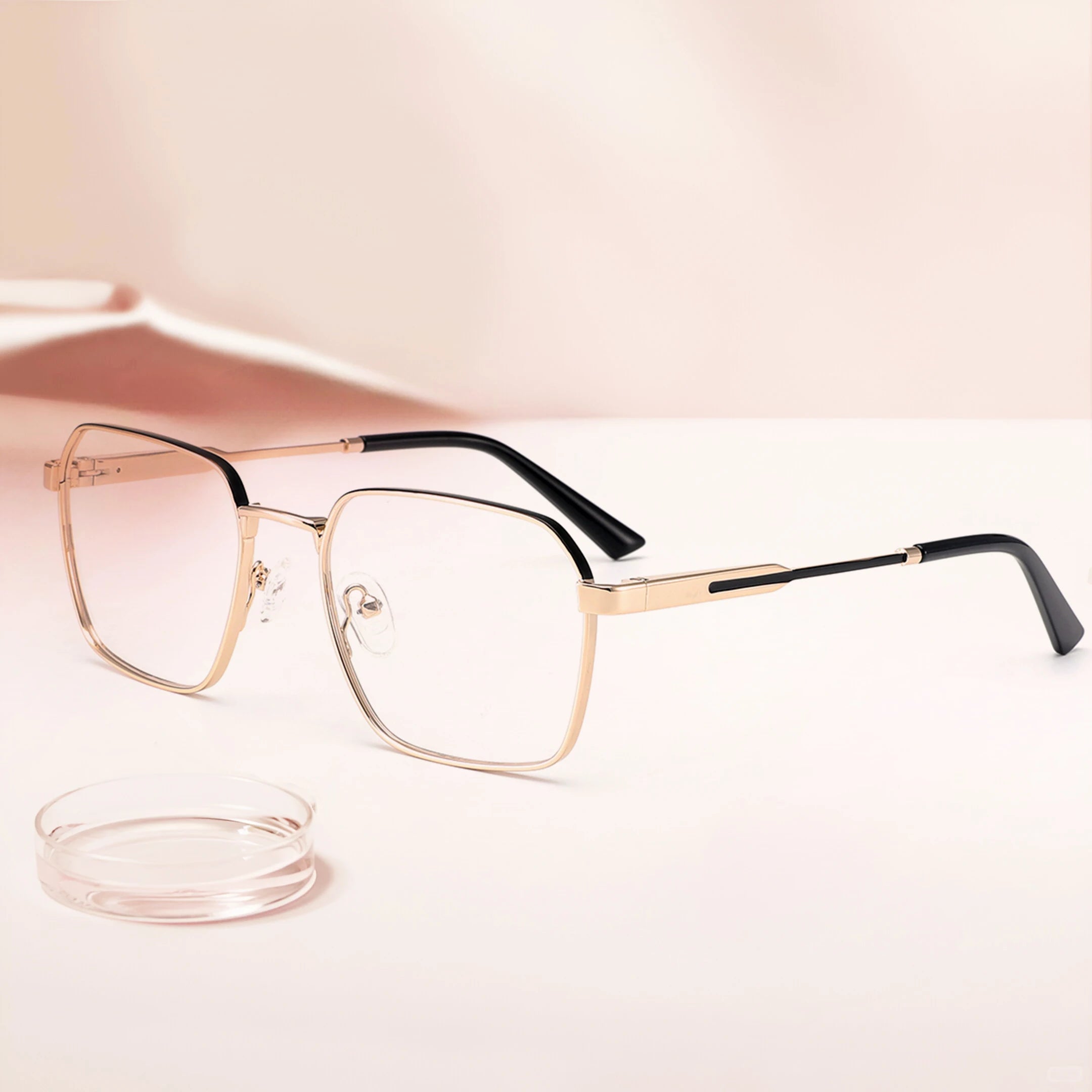 Men's Fashion Titanium Optical Glasses Frame Ultralight Square Eyewear with Spring Legs Non-Prescription Male Eyeglasses