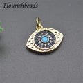 Fashion Jewelry Nickel Free Anti Fading 18K Gold Plated Turquoise Blue Eye Charms for Jewelry Earring Bracelet Necklace Making