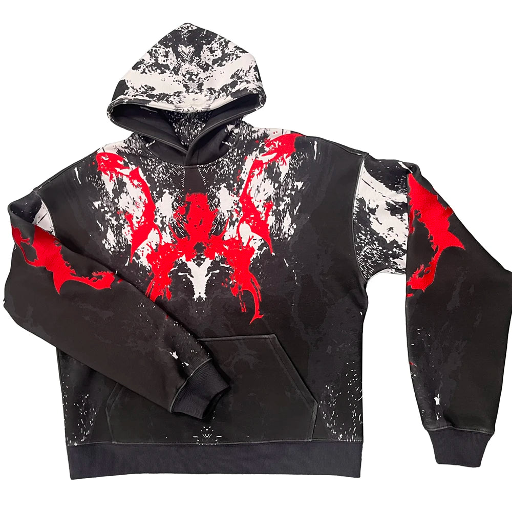 OEM Custom High Quality Dropped Shoulder Pullover Sweatshirt Oversized Heavy Digital Print and Embroidered Jogging Fleece Hoodie